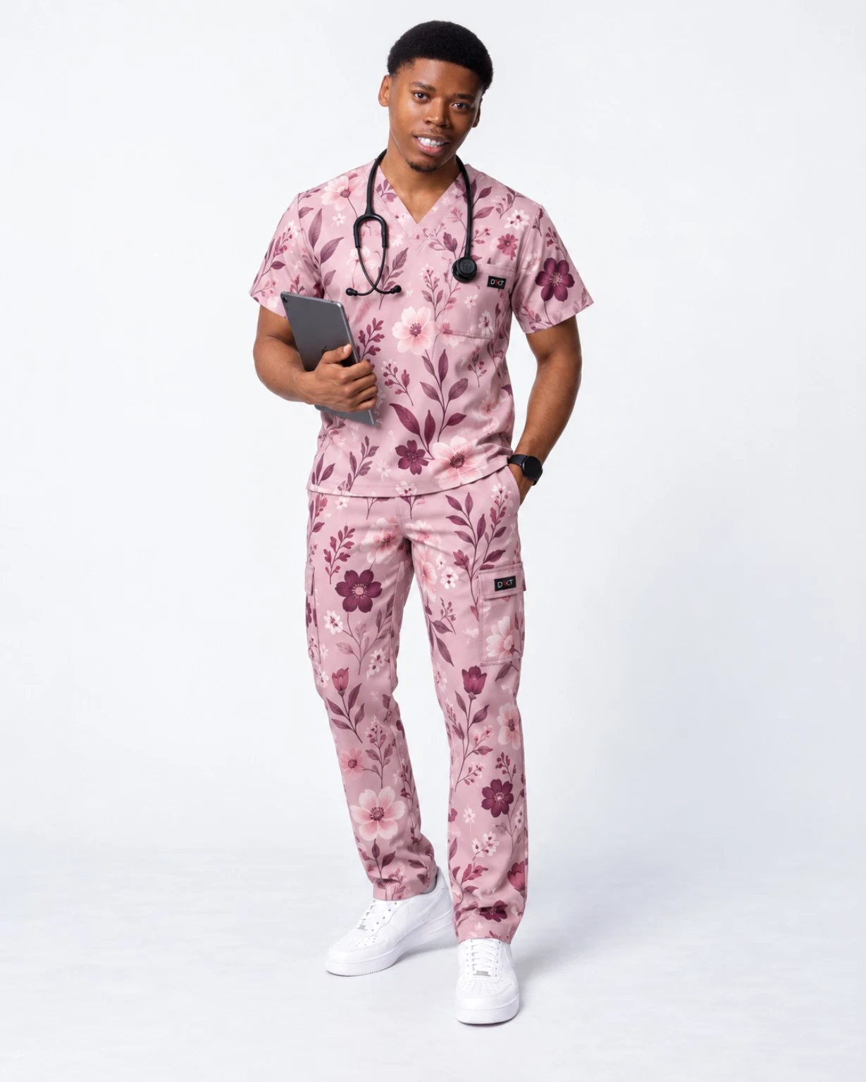 Pink Floral scrub print